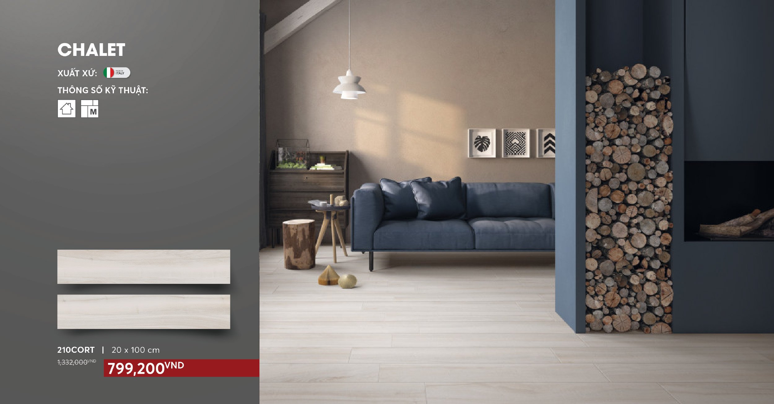 Mang vẻ đẹp ấm áp và tự nhiên của gỗ, bộ sưu tập gạch vân gỗ Chalet là lựa chọn lý tưởng cho những không gian theo đuổi phong cách sống hiện đại, tinh tế và gần gũi thiên nhiên.