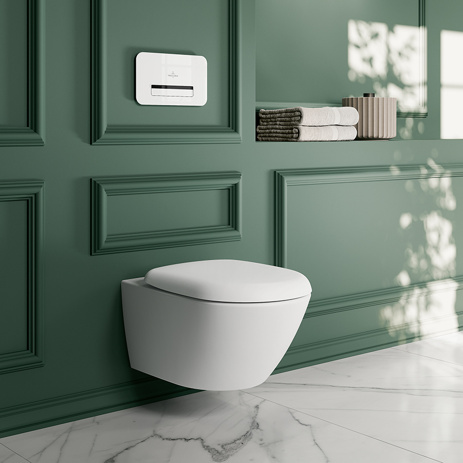 Villeroy & Boch Antao TwistFlush Washdown toilet, rimless, wall-mounted, with TwistFlush, Stone White CeramicPlus 4674T0RW