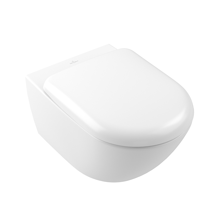 Villeroy & Boch Antao TwistFlush Washdown toilet, rimless, wall-mounted, with TwistFlush, Stone White CeramicPlus 4674T0RW