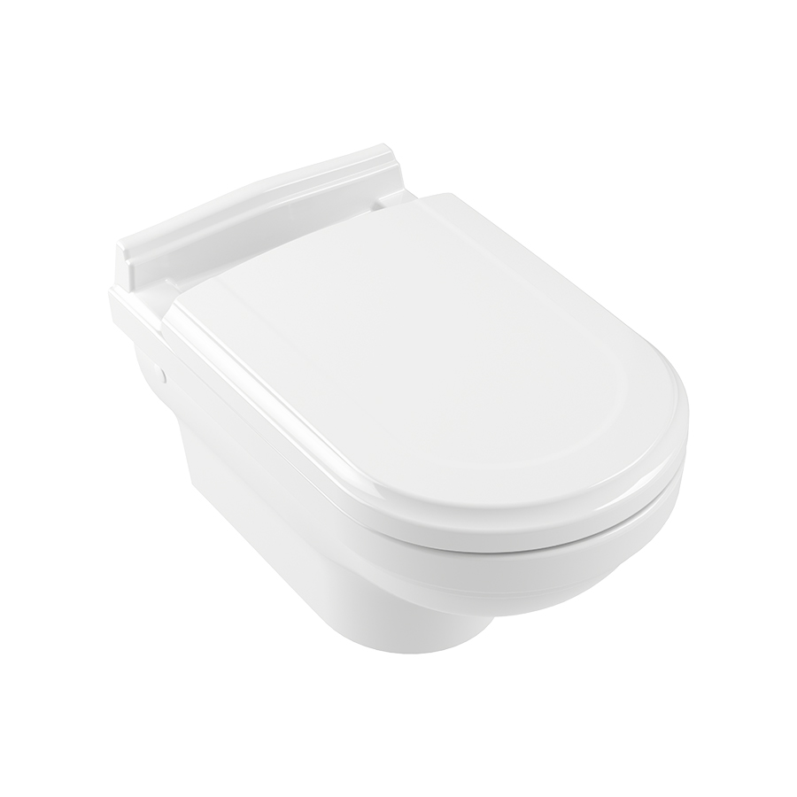 Villeroy & Boch Hommage Washdown toilet, wall-mounted, White Alpin CeramicPlus 6661B0R1